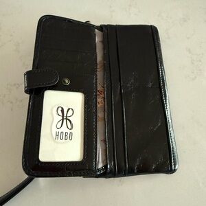 HOBO Black Leather Wristlet Clutch